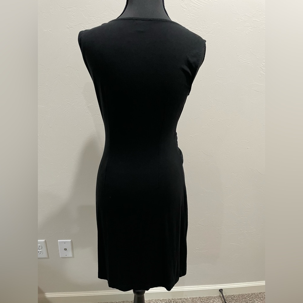 Ann Taylor Petite braided black v neck dress small - Picture 3 of 5